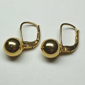 Vintage 14k Solid Gold Lever Back Ball Earrings